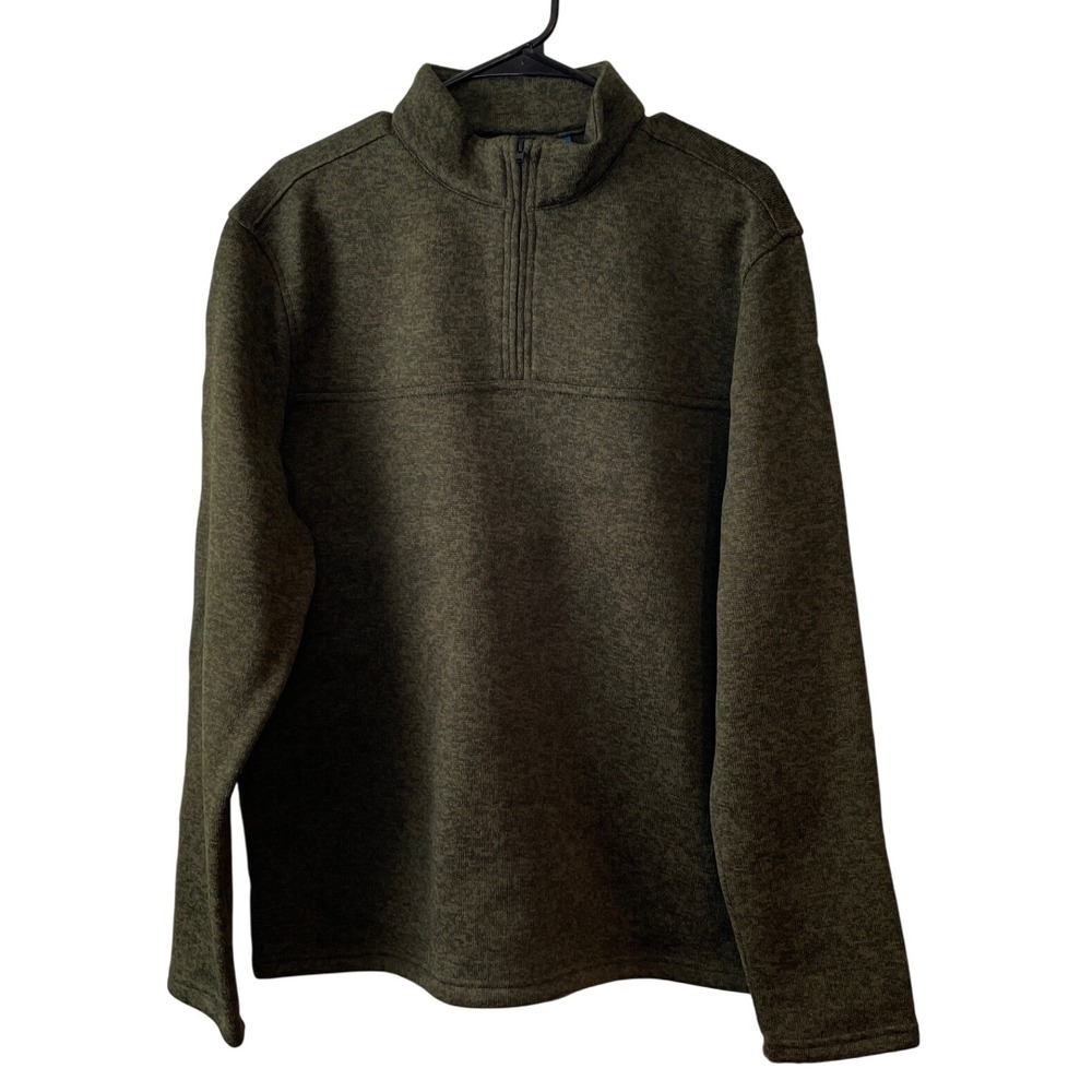 New APT‎ 9 Men's Forest Night Heathered Fleece Quarter Zip Pullover XL